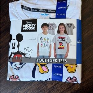 Disney Mickey Mouse Youth 2-Pack Tees - White and Gray size 14/16